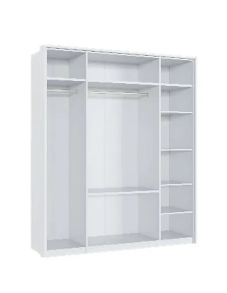 Rado 4 Door 2 Drawer White High Gloss Mirrored Wardrobe, 3154