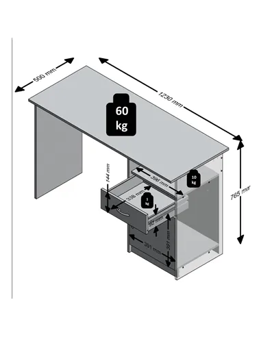 Rami Grey and White Desk, 2978