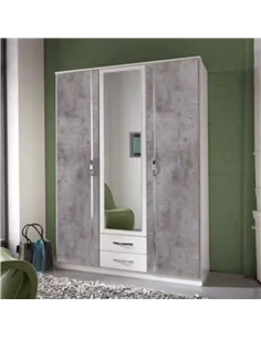 Ramina Concrete Grey and White 3 Door 2 Drawer Wardrobe, 2659