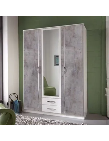 Ramina Concrete Grey and White 3 Door 2 Drawer Wardrobe, 2659