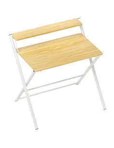 HOMCOM Compact Folding Desk for Small Spaces, Foldable Computer Desk with Storage Shelf for Home Office, 2-Tier Study Writing Ta