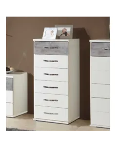 Ramina Concrete Grey And White Narrow Chest of Drawers, 2661