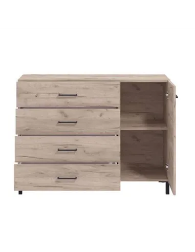 Romero Oak Effect 1 Door 4 Drawer Sideoard Storage Unit, 3276