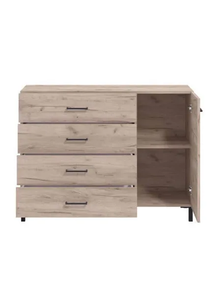 Romero Oak Effect 1 Door 4 Drawer Sideoard Storage Unit, 3276