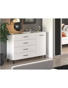 Romero White 1 Door 4 Drawer Sideoard Storage Unit, 3277