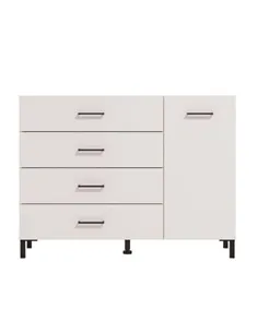 Romero White 1 Door 4 Drawer Sideoard Storage Unit, 3277 2