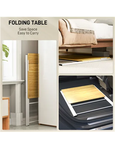 HOMCOM Compact Folding Desk for Small Spaces, Foldable Computer Desk with Storage Shelf for Home Office, 2-Tier Study Writing Ta