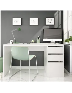 Sacramento Artic White Office Desk with Cupboard and Drawers, 3290