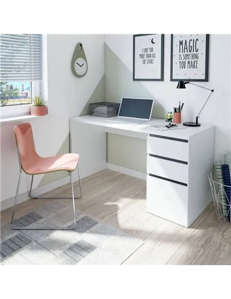 Sacramento Artic White Office Desk with Cupboard and Drawers, 3290