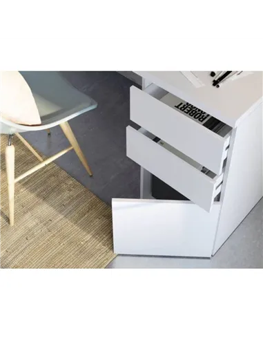 Sacramento Artic White Office Desk with Cupboard and Drawers, 3290