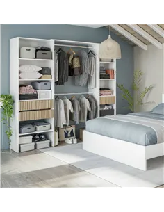 Salvador Natural Oak Effect and White Open Door Wardrobe With Shelves And Rail, 3219