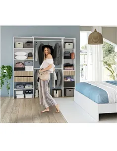 Salvador Natural Oak Effect and White Open Door Wardrobe With Shelves And Rail, 3219 2