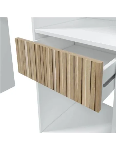 Salvador Natural Oak Effect and White Open Door Wardrobe With Shelves And Rail, 3219