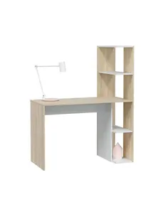 Saliba White And Oak Effect Desk With Bookcase, 3243