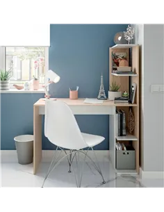 Saliba White And Oak Effect Desk With Bookcase, 3243 2
