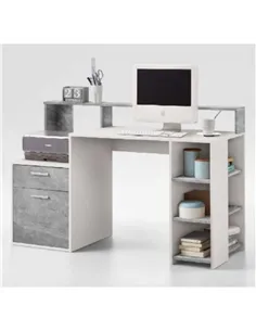 Sansa White and Grey Desk with Hutch, 2673