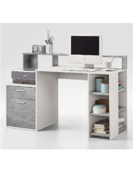 Sansa White and Grey Desk with Hutch, 2673