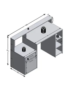 Sansa White and Grey Desk with Hutch, 2673 2
