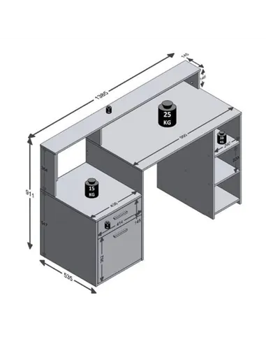 Sansa White and Grey Desk with Hutch, 2673