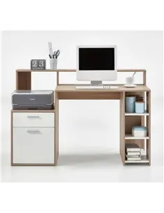 Sansa White and Oak Desk with Hutch, 3080 2