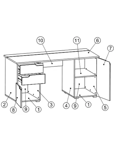 Santino Large White Computer Desk S15, 2617