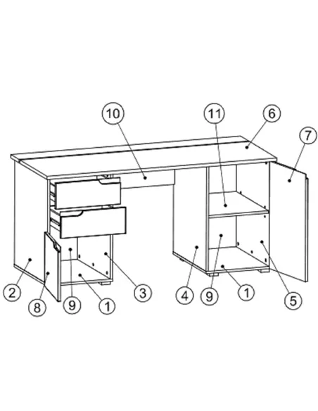 Santino Large White Computer Desk S15, 2617