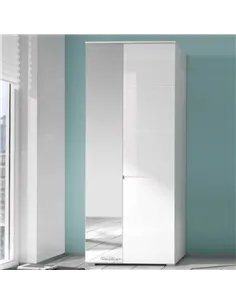 Santino White Gloss Slim Wardrobe with Mirrored Door S22, 2643