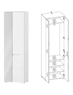 Santino White Gloss Slim Wardrobe with Mirrored Door S22, 2643 2