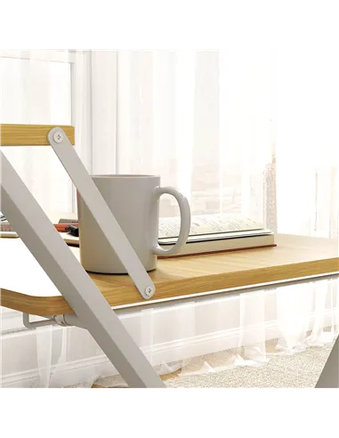 HOMCOM Compact Folding Desk for Small Spaces, Foldable Computer Desk with Storage Shelf for Home Office, 2-Tier Study Writing Ta