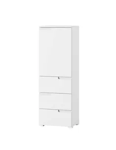 Santino White Gloss Slim Tallboy Storage Unit with Cupboard and Drawers S11, 2642