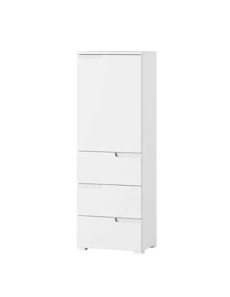 Santino White Gloss Slim Tallboy Storage Unit with Cupboard and Drawers S11, 2642