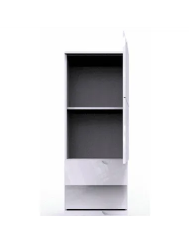 Santino White Gloss Slim Tallboy Storage Unit with Cupboard and Drawers S11, 2642