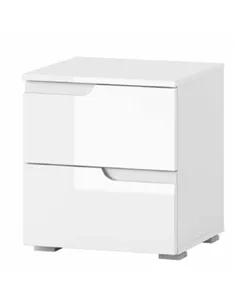 Santino White Gloss 2 Drawer Bedside Table S32, 2713