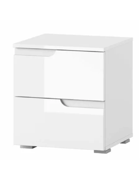 Santino White Gloss 2 Drawer Bedside Table S32, 2713