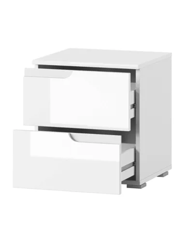 Santino White Gloss 2 Drawer Bedside Table S32, 2713
