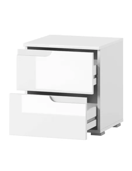 Santino White Gloss 2 Drawer Bedside Table S32, 2713