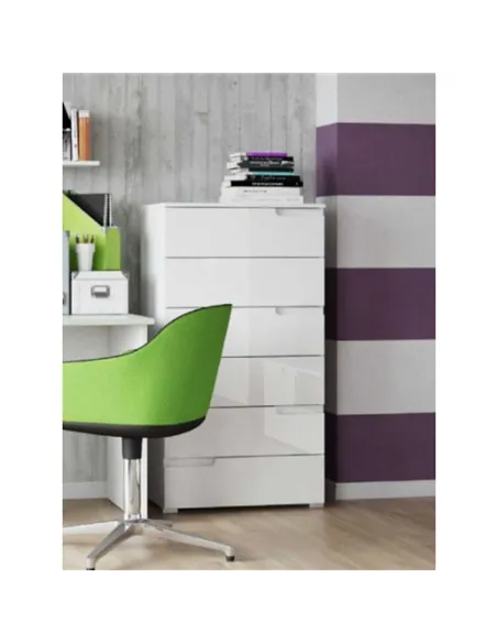 Santino White Gloss Chest Of Drawers S3, 2622