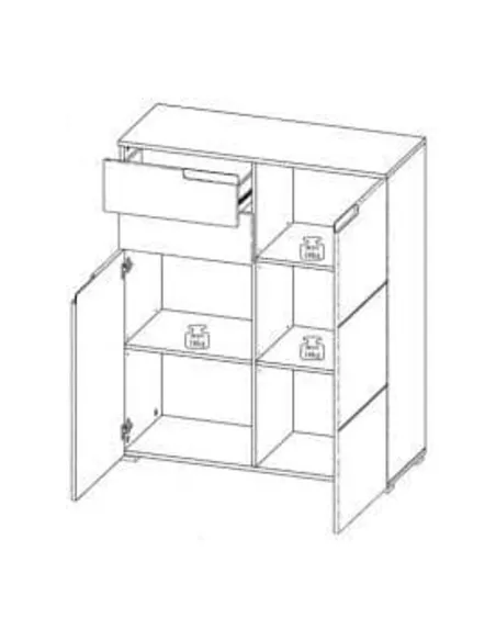 Santino White High Gloss Tall 2 Door Sideboard S7, 2923