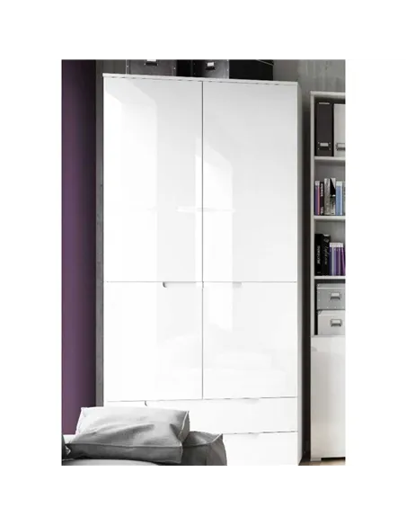 Santino White High 2 Door 2 Drawer Wardrobe S28, 2925
