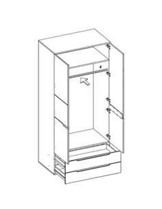 Santino White High 2 Door 2 Drawer Wardrobe S28, 2925 2