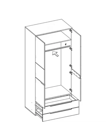 Santino White High 2 Door 2 Drawer Wardrobe S28, 2925