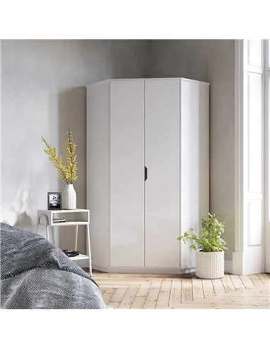 Santino White High Gloss Corner Wardrobe, 2943