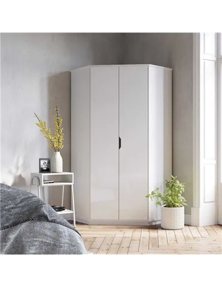 Santino White High Gloss Corner Wardrobe, 2943