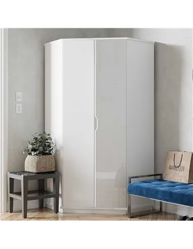 Santino White High Gloss Corner Wardrobe, 2943