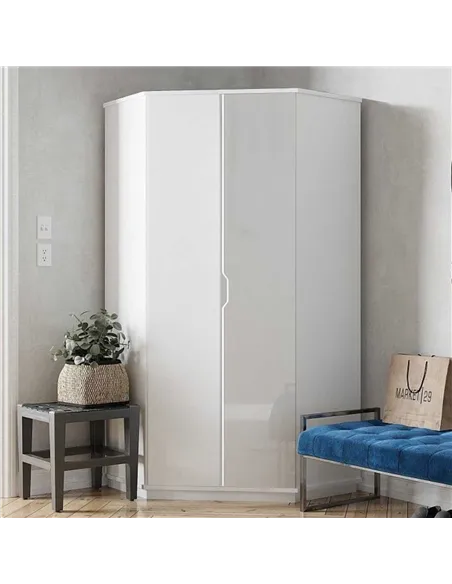 Santino White High Gloss Corner Wardrobe, 2943