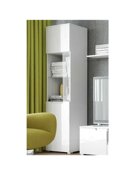 Santino White Gloss Tall 1 Glass Door Display Unit S25, 2951