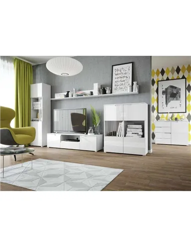 Santino White Gloss Tall 1 Glass Door Display Unit S25, 2951