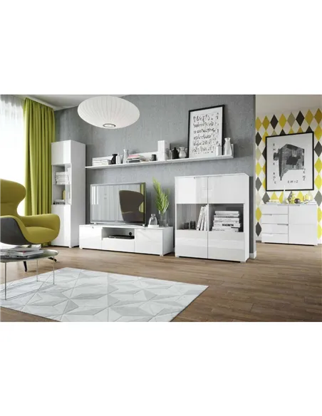 Santino White Gloss Tall 1 Glass Door Display Unit S25, 2951