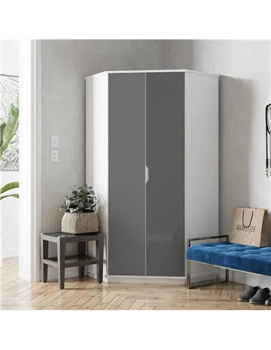 Santino Grey And White Corner Wardrobe, 2944