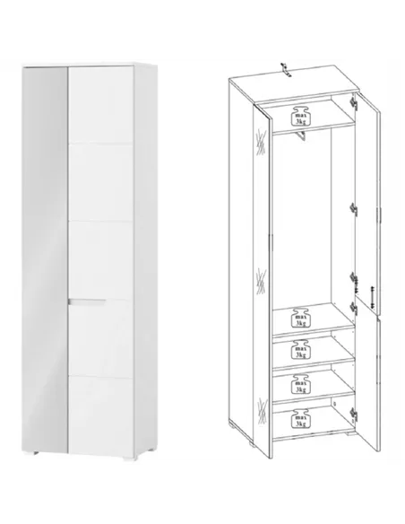 Santino Sonoma Oak Slim Wardrobe with Mirrored Door S22, 2987